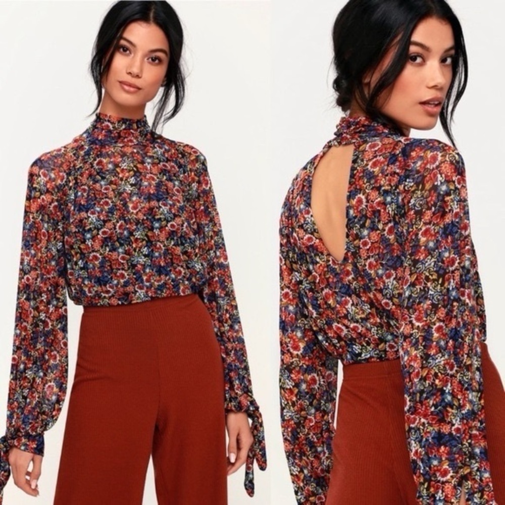 Free People All Dolled Up Floral Cropped Top Size Large